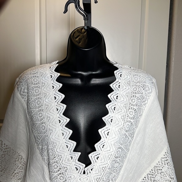 Off-White Front&Back V-Neck Mini Dress | elastic waist band | med | never worn - Picture 1 of 11